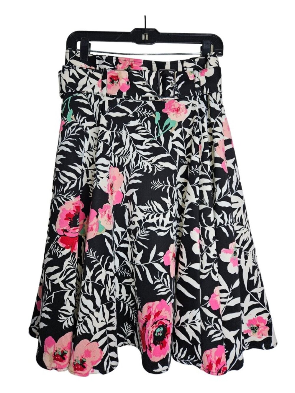 7th Avenue Design Studio Pink Floral Lined A Line Midi Skirt Women 6 Stretch